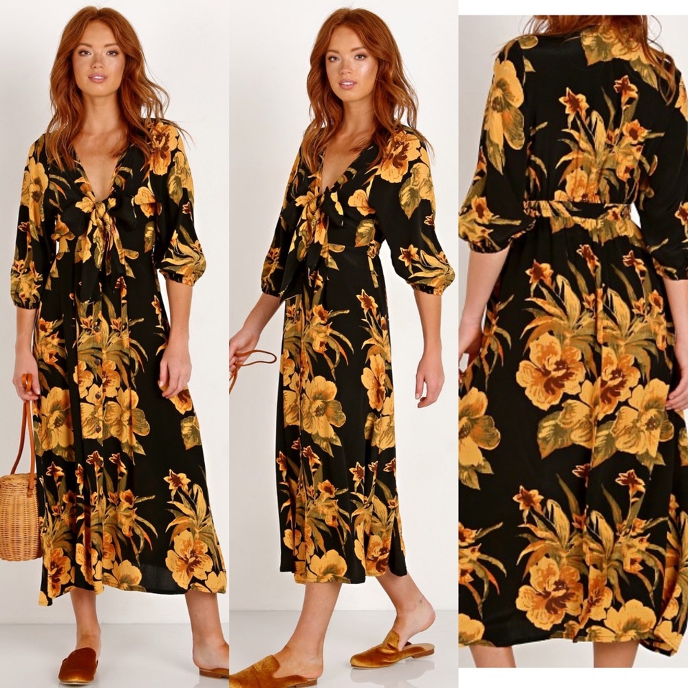 Faithfull the Brand Oliviera Midi Dress Caribbean Print